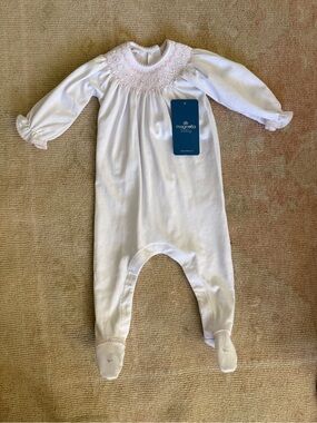 Magnolia Baby White & Pink Smocked Footie 3 Month